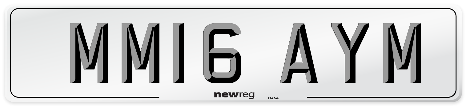 MM16 AYM Number Plate from New Reg